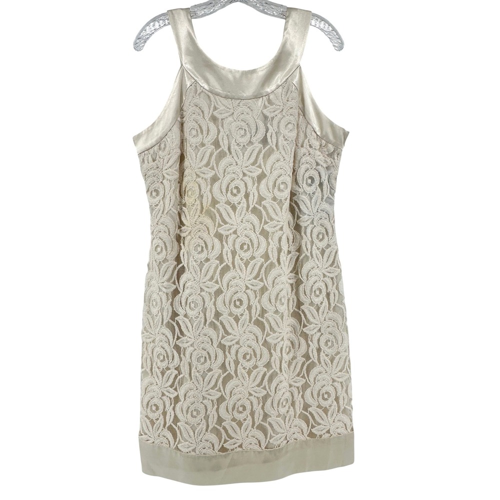 Women's Ivory Floral Lace Bow‎ Back Formal Dress Bridal Shower  Size 12 Feminine